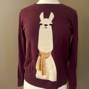 Banana republic maroon sweater with llama design.